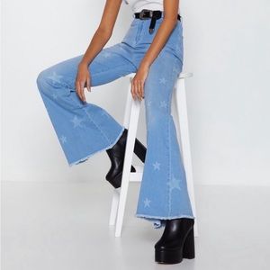 Star printed flare jeans